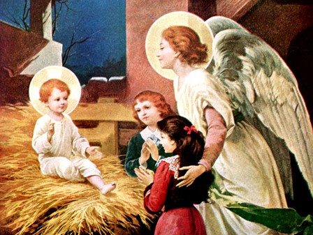 Guardina-Angel-at-Manger-with-Children_Antique-Illustration-sm